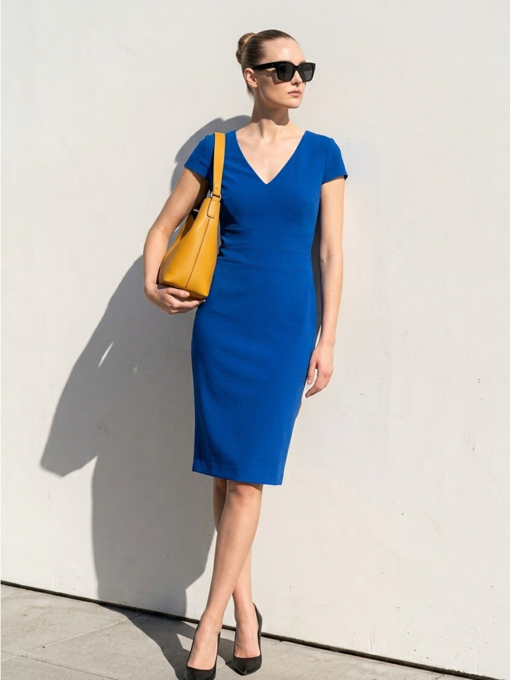 Donna Morgan Royal Blue Dress 
Elegant classic sheath dress.